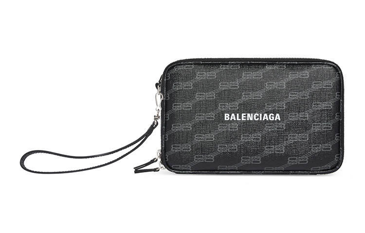 Balenciaga Coated Canvas Wrist Bag Clutch Men's Black