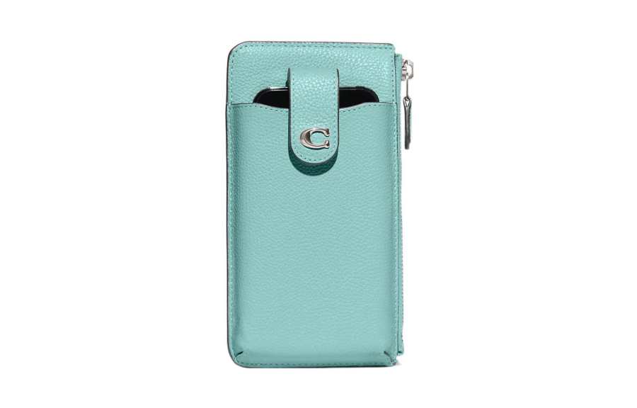 COACH COACH Leather Cell Phone Pouch Wallet Women's Blue
