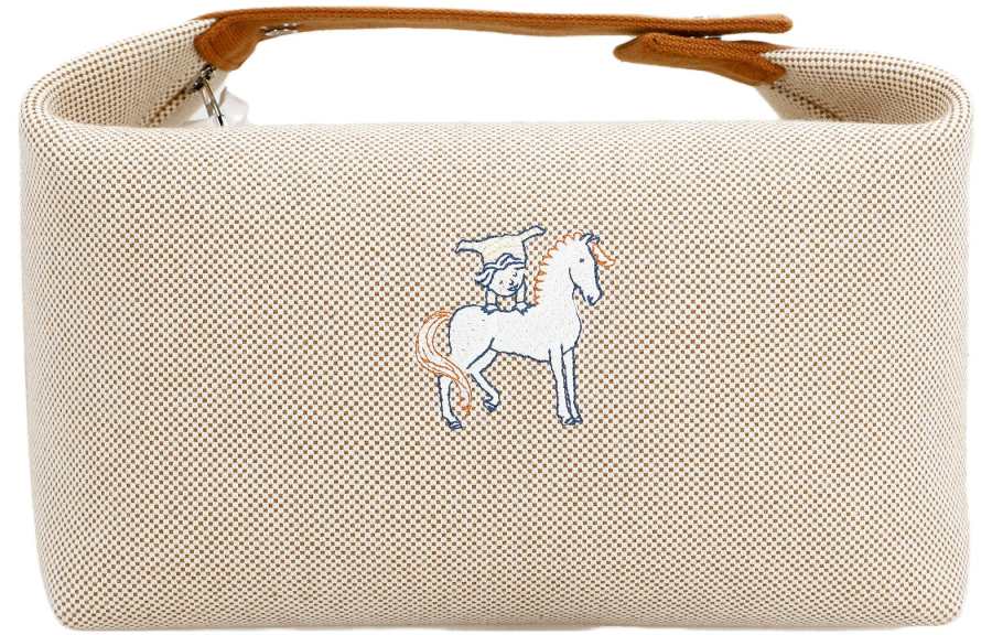 HERMES Bride a Brac Canvas Cotton Canvas Bag, Lunch Bag, Storage Bag Unisex Orange