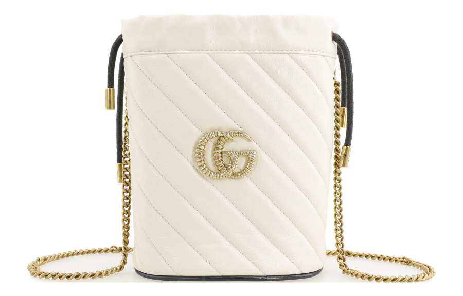 GUCCI GG Marmont Cow Leather Shoulder Bag, Crossbody Bag Mini Women's White & Blue