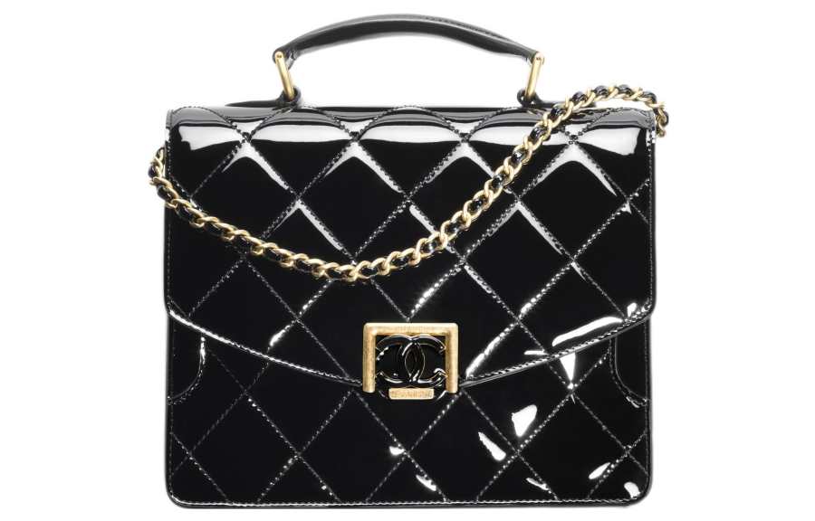 CHANEL Patent Leather Handbag, Shoulder Bag, Crossbody Bag Women's Black