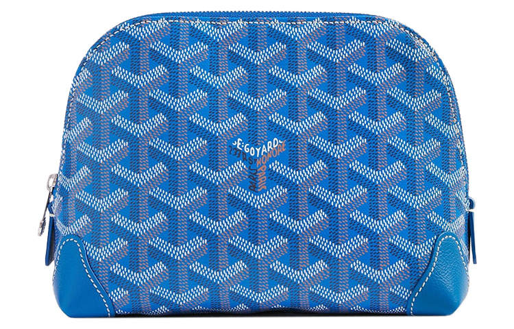 GOYARD Vendôme Canvas With Calfskin Dog's Teeth Makeup Bag Women's Blue