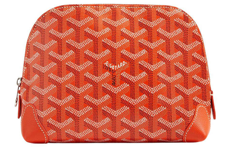 GOYARD Vendôme Canvas With Calfskin Dog's Teeth Makeup Bag Women's Orange