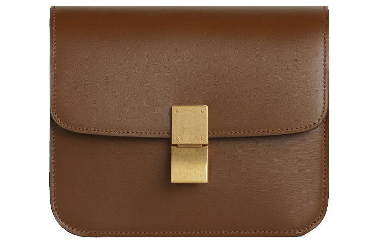 CELINE Classic Bo Polished Cow Leather Shoulder Bag, Crossbody Bag Women's Camel