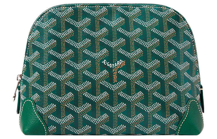 GOYARD Vendôme Canvas With Calfskin Dog's Teeth Makeup Bag Women's Green