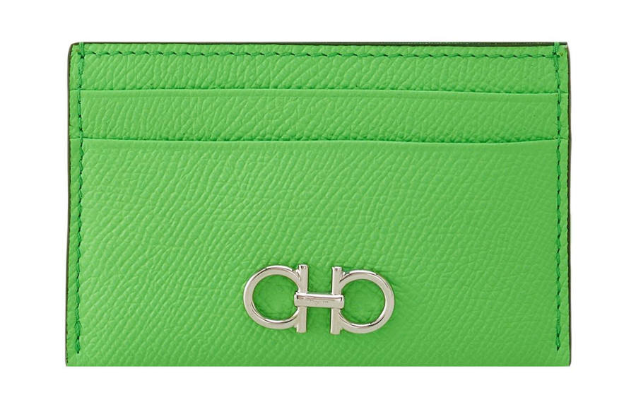 FERRAGAMO Cow Leather Card Holder Card Holder Women's Green