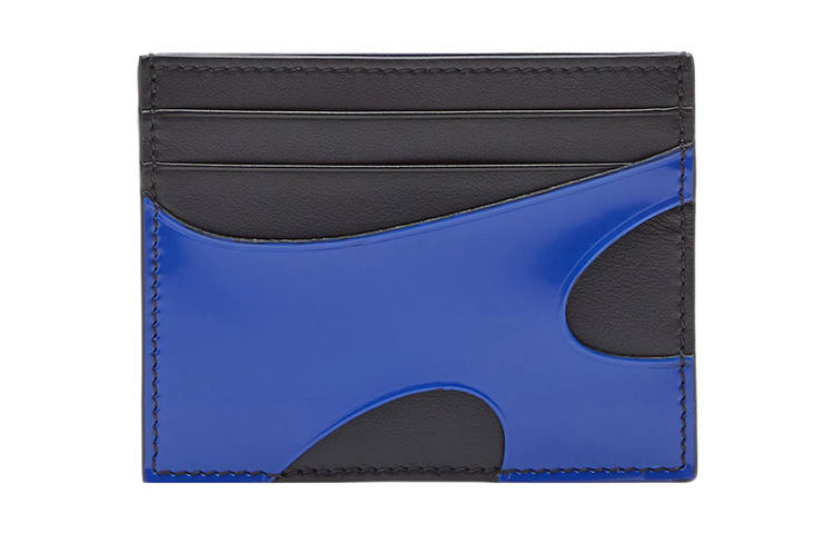 FERRAGAMO Smooth Cow Leather Card Holder Men's Black/Blue