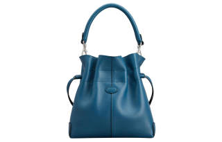 TOD'S DI Leather Bucket Bag, Handbag, Shoulder Bag Women's Light Blue