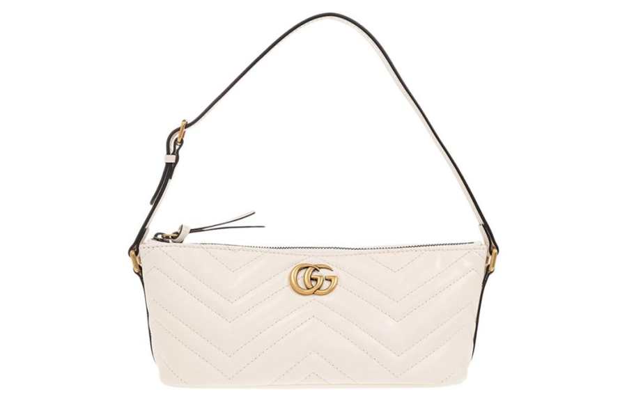 GUCCI GG Marmont Leather Handbag, Shoulder Bag Women's White