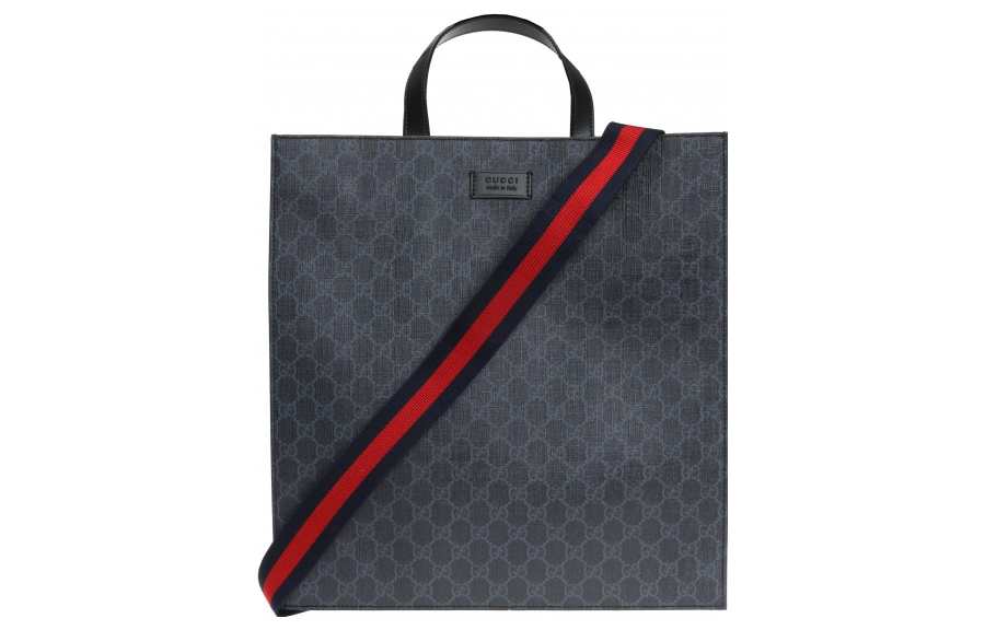 GUCCI Canvas With Leather Tote Bag, Shopping Bag, Shoulder Bag, Crossbody Bag, Handbag Regular Men's Black Gray