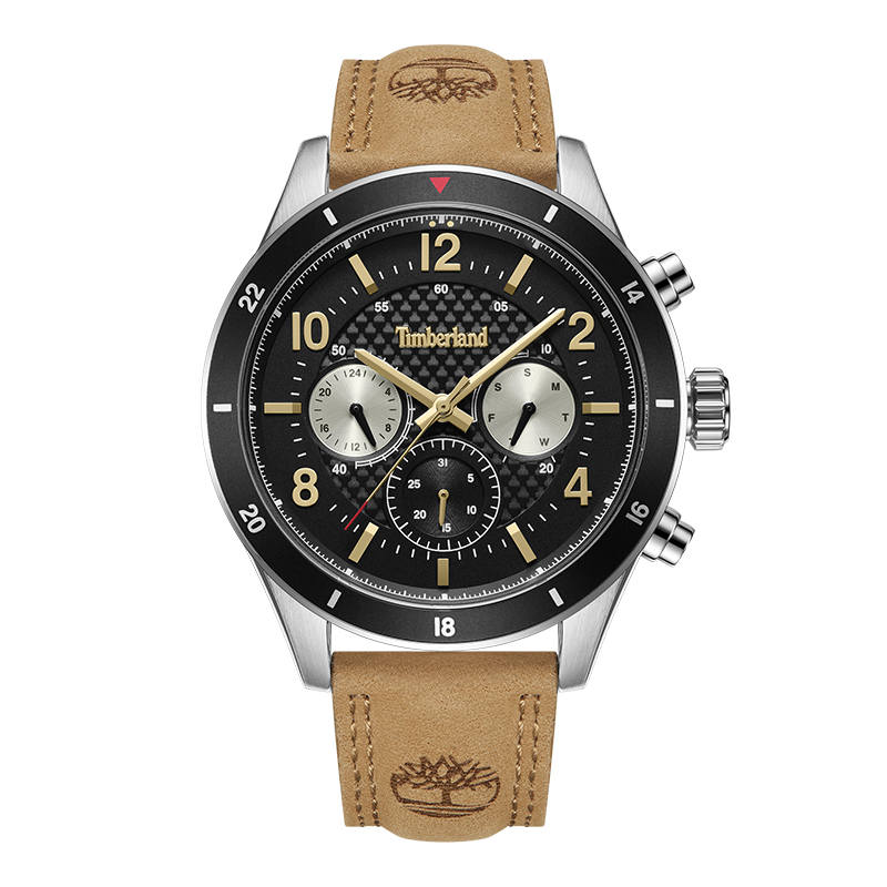 Timberland Hooksett Wrist Watches Quartz Movement Leather Strap Black Dial Men's Watches