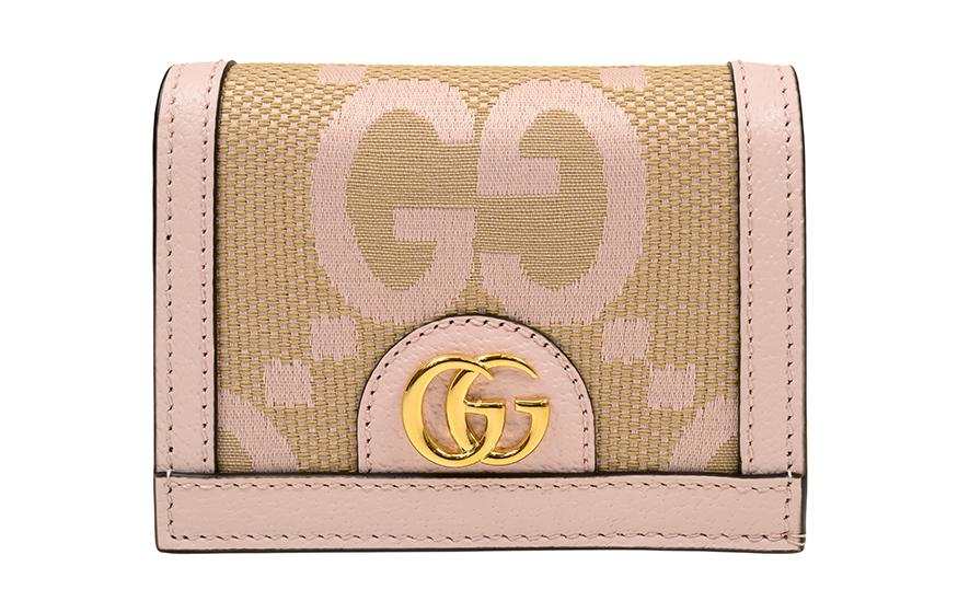 GUCCI Ophidia Canvas With Leather Wallet Women's Beige/Pink
