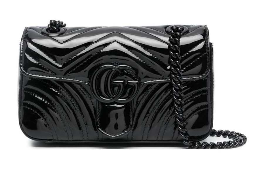 GUCCI GG Marmont Quilted Leather Shoulder Bag, Crossbody Bag Small Women's Black