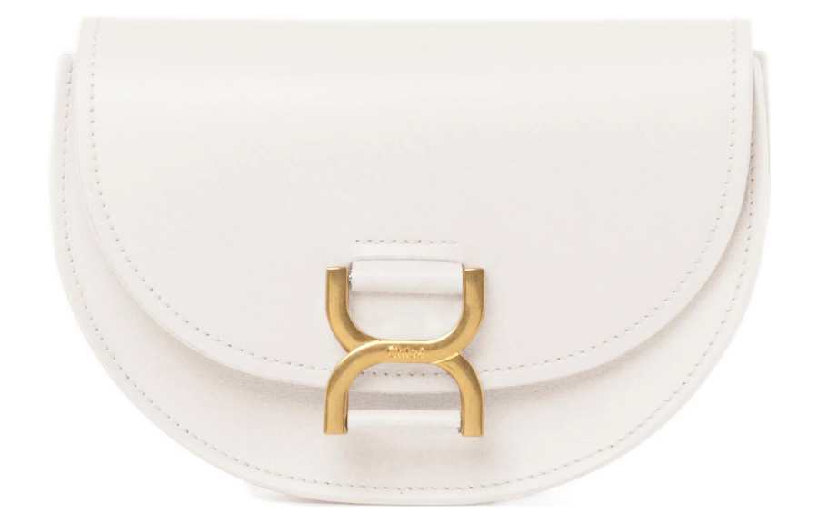 Chloé Chloe Marcie Smooth Calfskin With Lambskin Flap Bag, Shoulder Bag, Crossbody Bag Mini Women's White