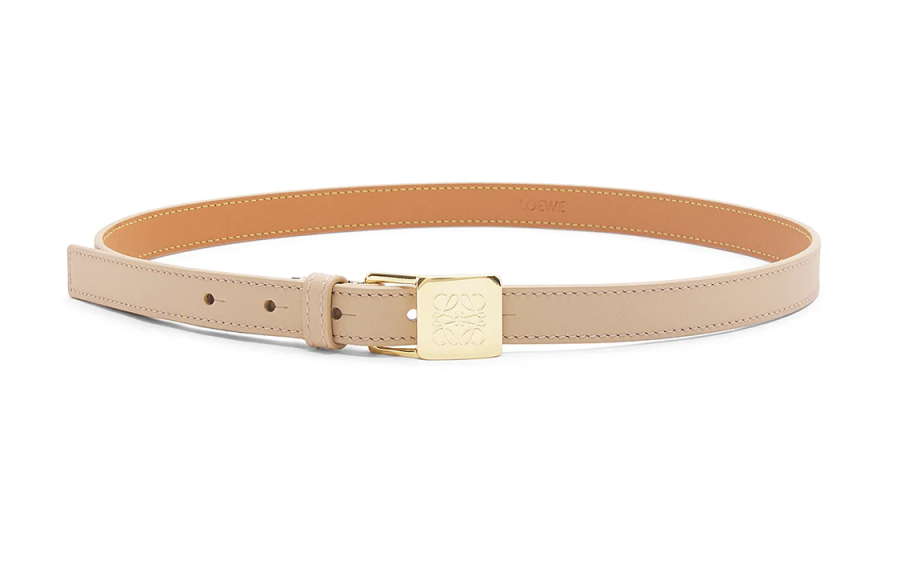 LOEWE Metal Cow Leather Belts Women's Gray Beige/Gold Width 2cm