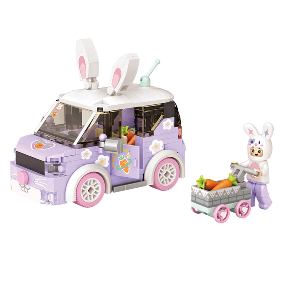 LOZ Bunny Carrot Car, Trendy Toy DIY Toy Ornaments Plastic Building Blocks 242pcs 4208