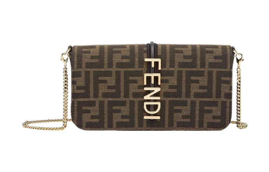 FENDI Fendigraphy Leather Wallet Women's Brown