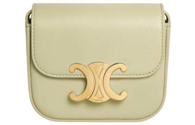 CELINE Claude Calfskin Shoulder Bag, Crossbody Bag Mini Women's Almond Green