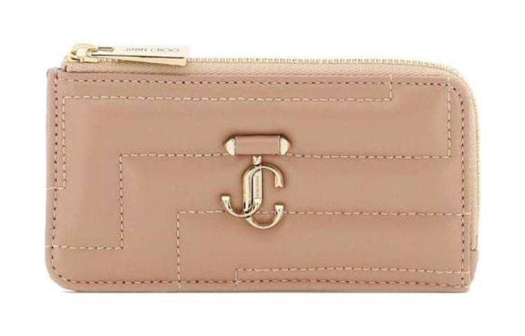 Jimmy Choo Quilting Nappa Leather Card Holder, Wallet Women's Beige