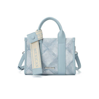 MEXICAN Pu Tote Bag, Shopping Bag, Handbag, Crossbody Bag Regular Women's Gray Blue/Apricot/Dark Gray