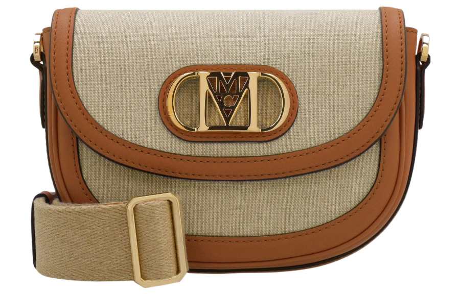 MCM Mode Travia Detachable Strap Fabric With Cow Leather Crossbody Bags Mini Women's Brown Cognac