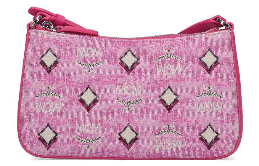 MCM Aren Fabric With Leather Shoulder Bag, Crossbody Bag, Shoulder Bag Small Women's Pink