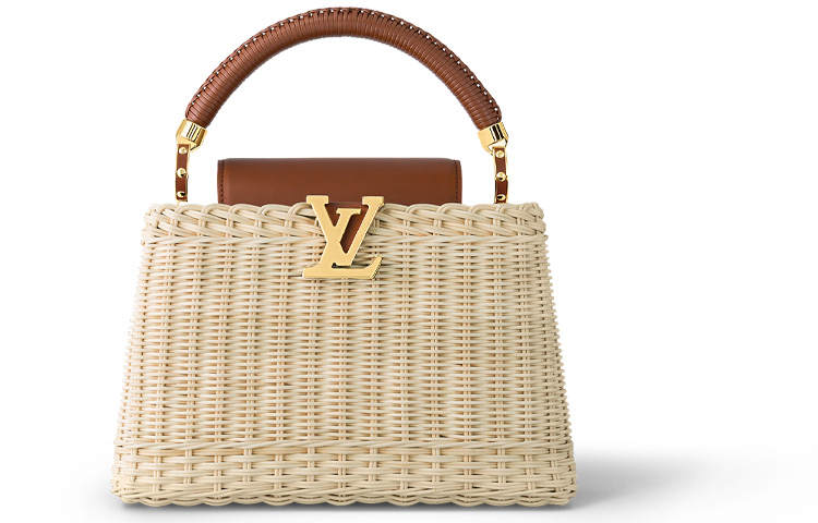 LOUIS VUITTON Capucines Leather Trim Woven Bag, Capucin Shoulder Bag, Crossbody Bag, Handbag Small Women's