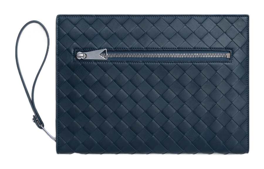Bottega Veneta Leather Clutch Small Men's Dark Blue