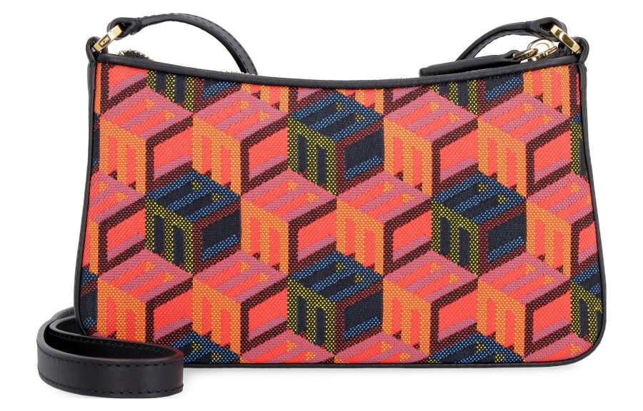 MCM Cowhide Patchwork Jacquard Fabric Shoulder Bag, Crossbody Bag Mini Women's Red