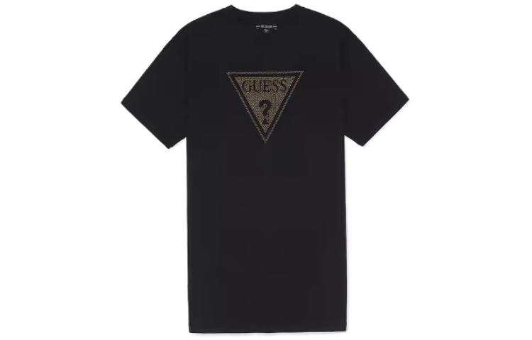 GUESS Slip Dresses Women's Graphite Black Crew Neck Moderate Short