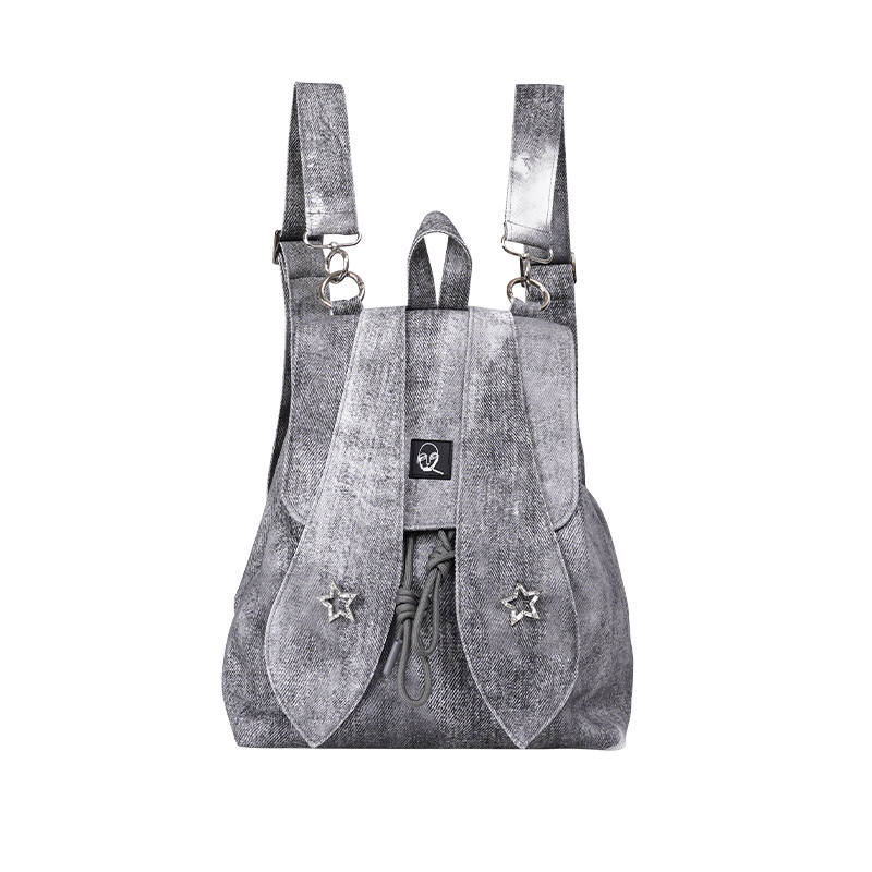 REBIRTH Denim Canvas Rabbit Backpack Large Unisex Black, Blue, Pink