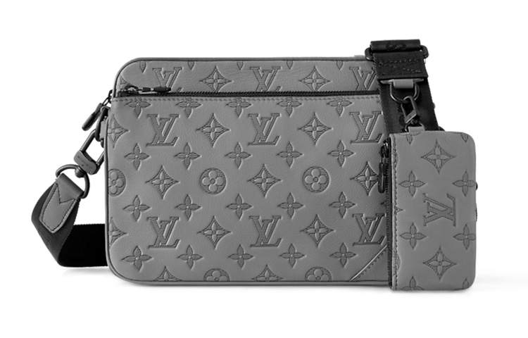 LOUIS VUITTON TrioMessenger Cow Leather Messenger Bag, Shoulder Bag, Crossbody Bag Men's Gray