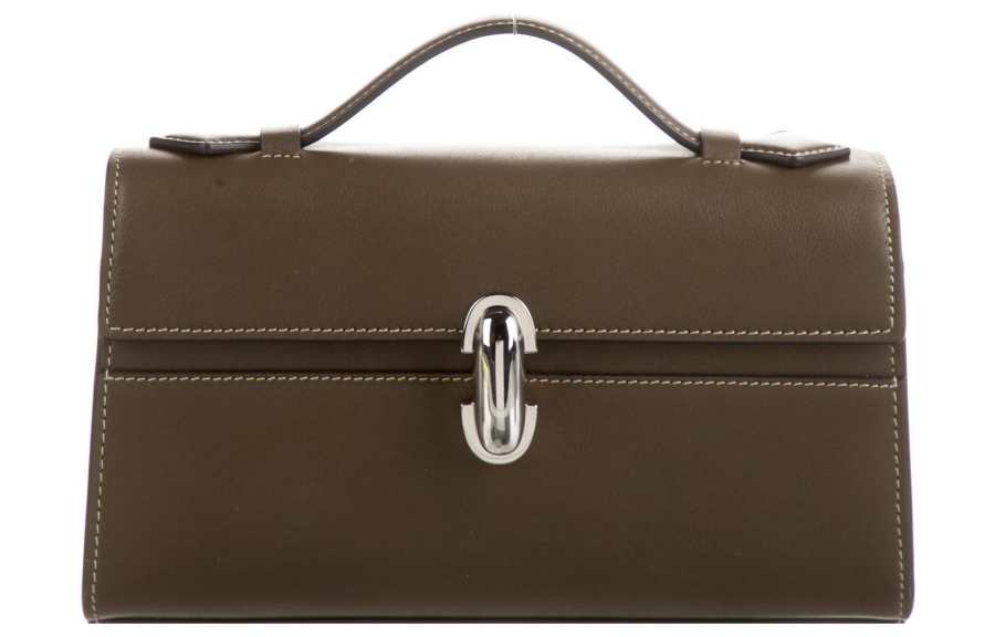 SAVETTE Calfskin Evening Bag, Baguette Bag, Handbag Small Women's Mink Leather