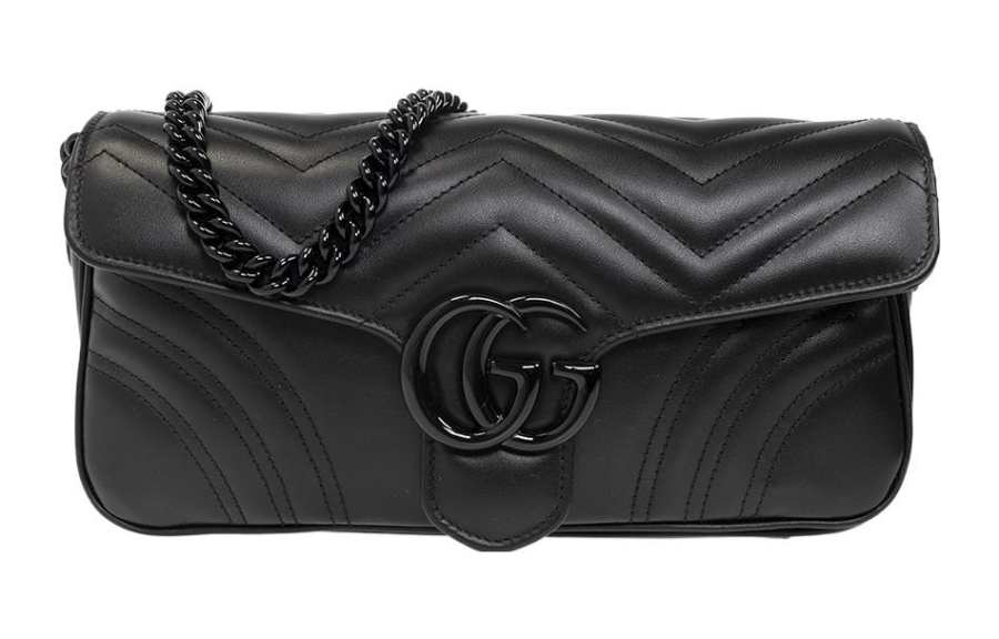 GUCCI Marmont Leather Crossbody Bag, Shoulder Bag Women's Black