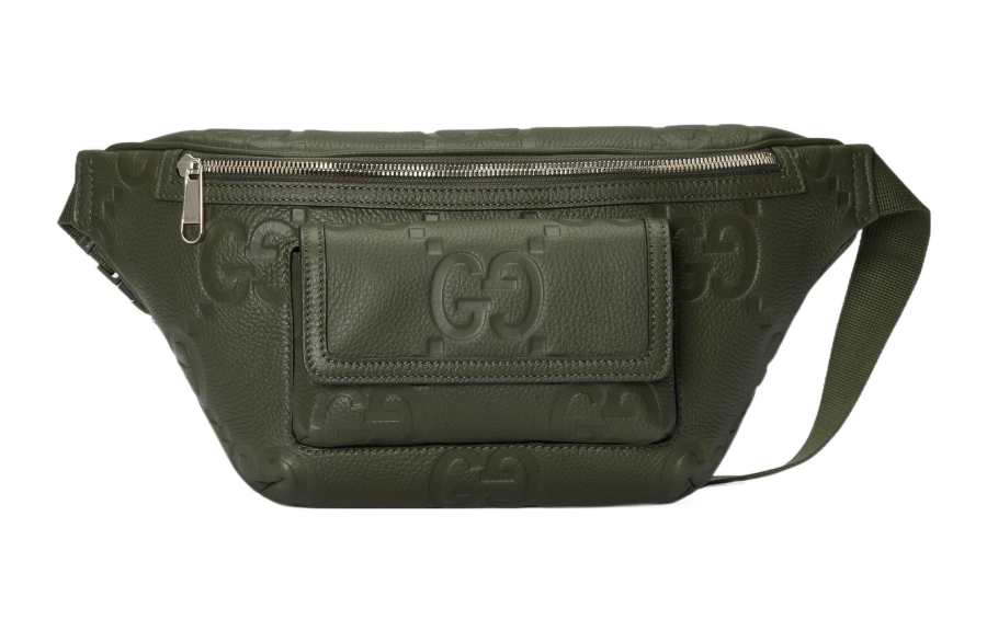 GUCCI Leather Sling Bag, Fanny Pack Men's Dark Green