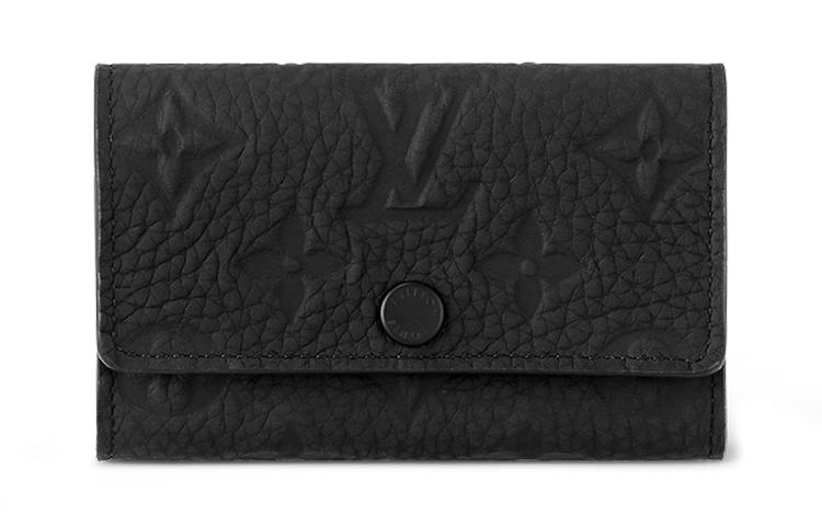 LOUIS VUITTON Leather With Cow Leather Trim Key Pouch Men's Black