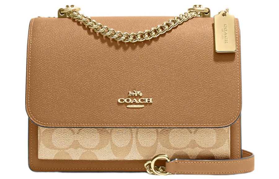 COACH Klare Leather With Coated Canvas Crossbody Bags Medium Women's Light Brown