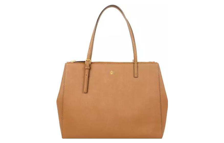 TORY BURCH TB Emerson Cow Leather Tote Bag, Shopping Bag, Shoulder Bag, Handbag Large Women's Caramel Brown