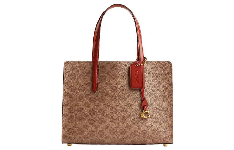 COACH Carter With Cow Leather And PVC Tote Bag, Shopping Bag, Handbag, Shoulder Bag, Crossbody Bag Large Women's Brown