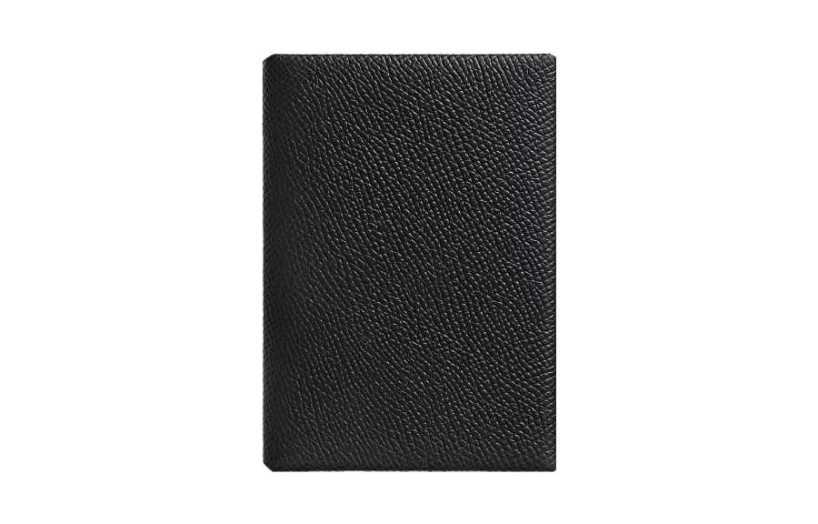 HERMES Calvi Duo Silver Tone Buckle Epsom Leather Wallet, Card Holder Unisex Noir Black