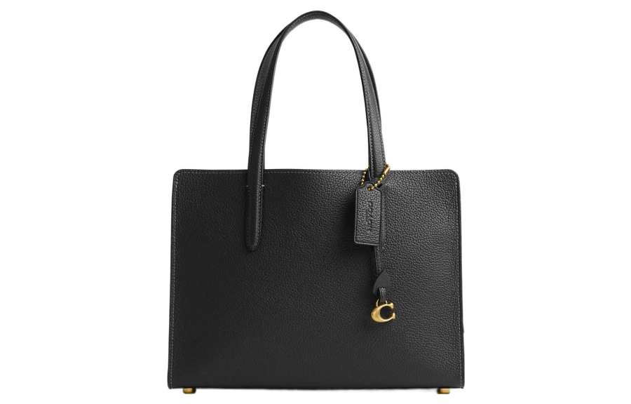 COACH Carter Pebbled Leather Tote Bag, Shopping Bag, Handbag Large Women's Black