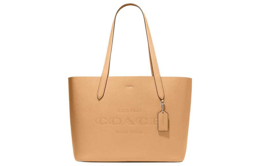 COACH Pebbled Leather Tote Bag, Shopping Bag, Handbag, Shoulder Bag Large Women's Yellow