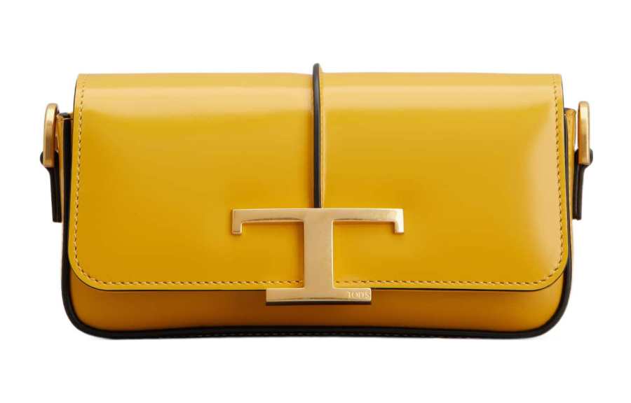 TOD'S Timeless Leather Shoulder Bag, Crossbody Bag Mini Women's Yellow