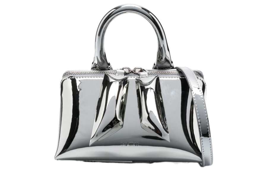 The Attico Top Zipper Polyurethane Handbag Mini Women's Silver