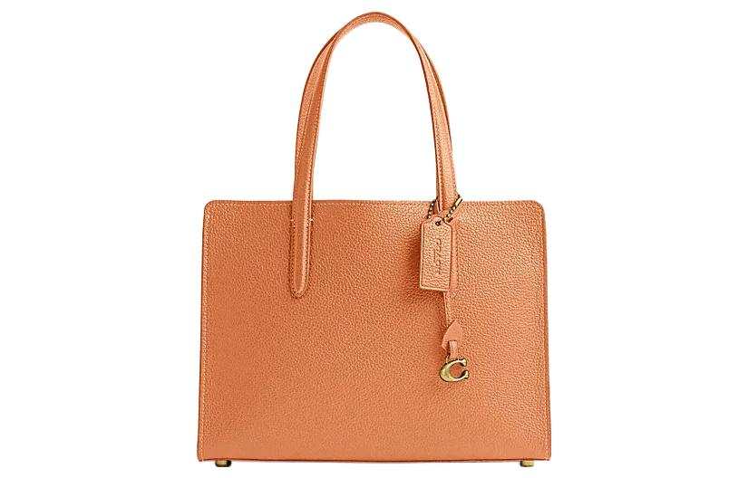 COACH Carter Cow Leather Tote Bag, Shopping Bag, Shoulder Bag, Crossbody Bag, Handbag Large Women's Orange