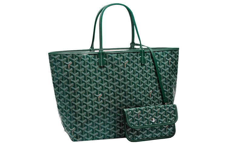 GOYARD Saint Louis Canvas With Calfskin Tote Bag, Shopping Bag, Handbag Small Unisex Green