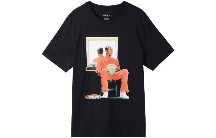 Jordan Jordan FLIGHT ARTIST T Shirts Men's Black Crew Neck Moderate Straight Fit