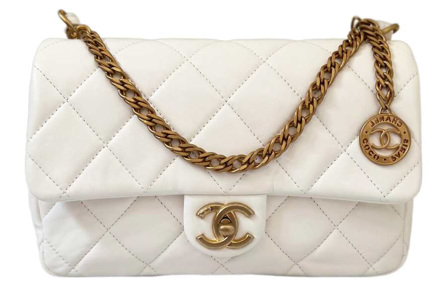 CHANEL Lambskin Flap Bag, Handbag, Shoulder Bag, Crossbody Bag Small Women's White