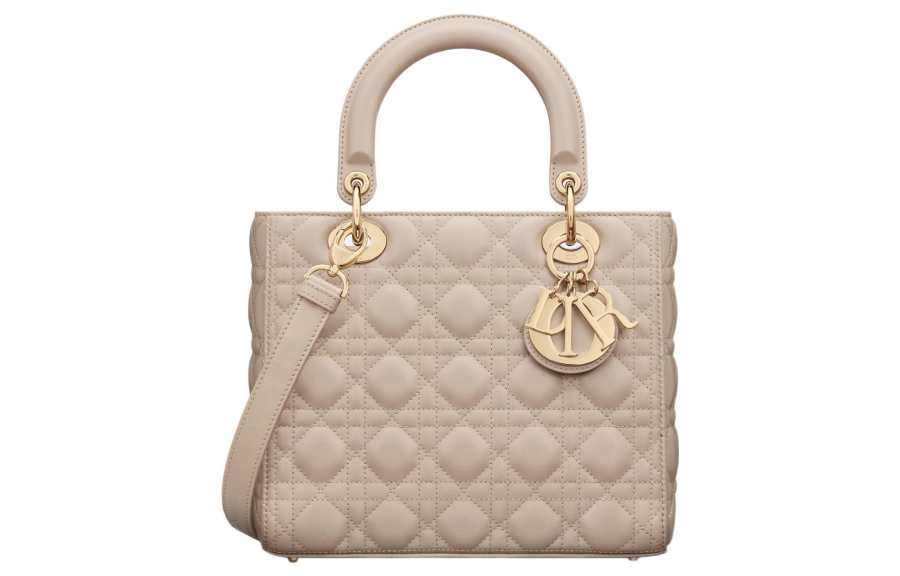 DIOR Lady Dior Sheepskin Handbag, Shoulder Bag, Crossbody Bag, Handbag Medium Women's Pink Beige