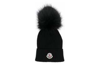 Moncler Enfant Logo Patch Ribbed Knitted Beanie